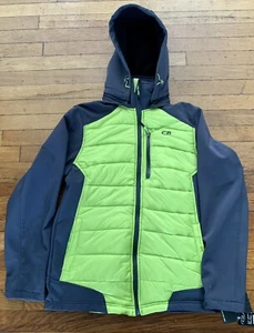 CB womans winter jacket New SZ Med Quilted Green and Grey NWT Zip Off Hood - Picture 1 of 8