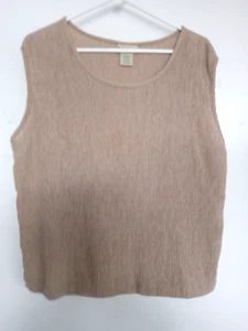 Sz L dark beige, sleeveless, textured blouse by Travel Smith. Excellent conditio - Picture 1 of 5