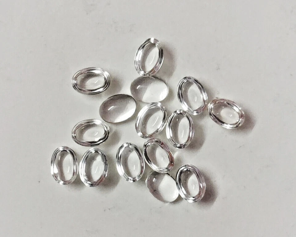 Cabujón ovalado topacio blanco 4x6 mm, cabujón ovalado tamaño 5x7 mm piedras preciosas para joyería Foto 1 de 1