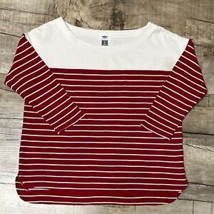 Old Navy Women's Long Sleeve Red Stripe Heavyweight Tunic Top Size Small