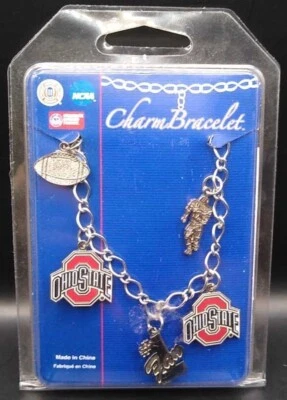 Ohio State University Buckeyes College Football Charm Bracelet Jewelry 8 IN - Image 1 of 3