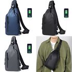 Mens Sling Backpack Waterproof Anti-theft Shoulder Crossbody Bag Chest USB Port