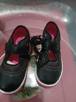 Tênis esportivo Wonder Nation meninas criança 10 preto Mary Jane ajuste glitter  - Imagem 1 de 4