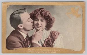 Postkarte mit geteilter Rücken Liebe und Romantik Paar küssend mit Gedicht - Bild 1 von 2