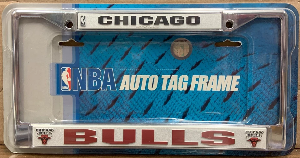 МЕТАЛЛИЧЕСКАЯ РАМКА НОМЕРНОГО ЗНАКА С ЛОГОТИПОМ CHICAGO BULLS 6 X 12 ДЮЙМОВ НОВАЯ RICO 👀 - Изображение 1 из 1