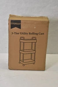 Vtopmart 3 Tier Rolling Cart w Wheels Detachable Utility Storage Black w Handle - Picture 1 of 5