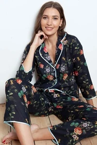 NUOVO set pigiama donna 100% cotone 'Colibrì'/salotto di Cottonreal - Foto 1 di 3