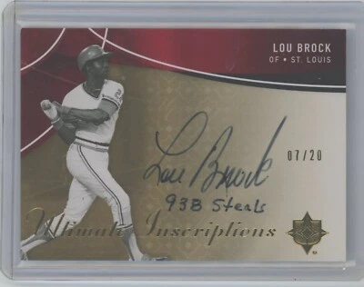 2009 Ultimate Inscriptions Lou Brock Auto #/20 938 Steals! - Image 1 of 2