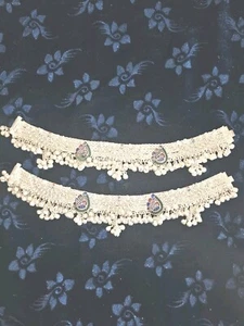 Indian Bollywood Style Traditional Silver Plated Payal Anklet Jewelry Set - Picture 1 of 3