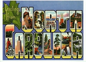*North Carolina Postcard-..."Greetings From North Carolina" ....-  {*TW-3} - Picture 1 of 2