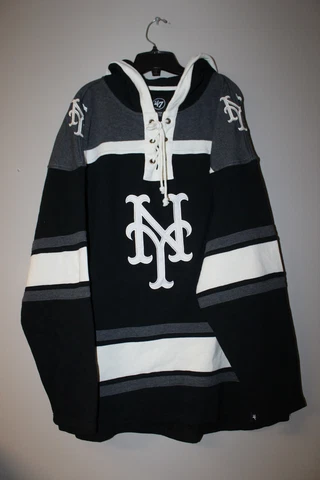 New MLB New York Mets old time style mid weight cotton hoodie black men's XL Cover