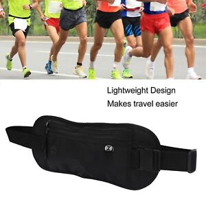 (Black)Running Waist Pack Large Capacity Lightweight Breathable 2 Layer Zipper