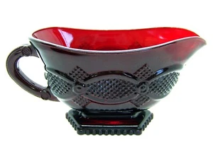Vintage Avon Cape Cod 1876 Collection Ruby Red Gravy Boat 8" Long - Picture 1 of 4