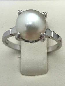 Solitario de perlas de platino 8,6 mm (tamaño "6") - Imagen 1 de 6