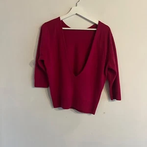 Vintage St Michael Lambswool Cerise Pink Scoop Neck Sweater 3/4 Sleeves UK 10 12 - Bild 1 von 8