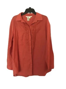 Max Studio Women’s Plus Size 2X Linen Coral Button Down - Picture 1 of 4