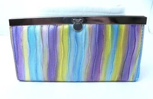 Wallet Inside Zip Pockets Colorful Striped - Picture 1 of 5