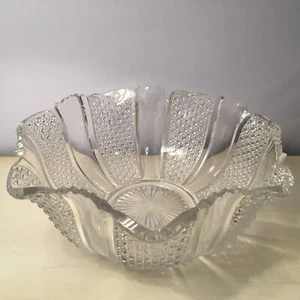 Antique EAPG McKee RAINBOW CLEAR Bowl CANE & PANEL Victorian Centerpiece c.1894 - Picture 1 of 7