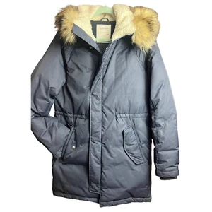 Crewcuts Boys 16 FISHTAIL PARKA Down Filled Jacket Sherpa Hood | Navy Blue F4506 - Picture 1 of 15