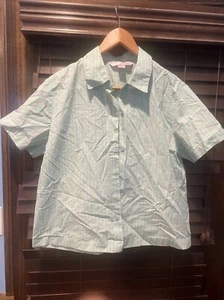 Victoria's Secret Womens Pajama Top Sleep Shirt Blue Button Up  Large L - Picture 1 of 5