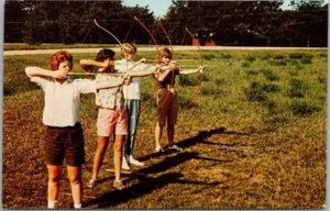 Vintage 1960s IOWA Postcard "ARCHERY - Iowa 4-H Camping Center" Girls / Unused - Picture 1 of 2