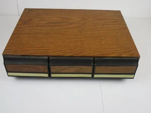 Cassette Lot +30   Storage Case  Holder Faux Wood 3 Drawers Rock  HOLDS 36 #1 - Imagen 1 de 2