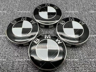 BMW Original Style Black White Alloy 56mm 68mm Wheel Center Cap Hub Caps - Image 1 of 2