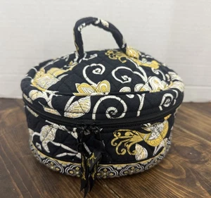 Vera Bradley Yellow Bird Floral Round Cosmetic Makeup Bag Travel - Picture 1 of 9
