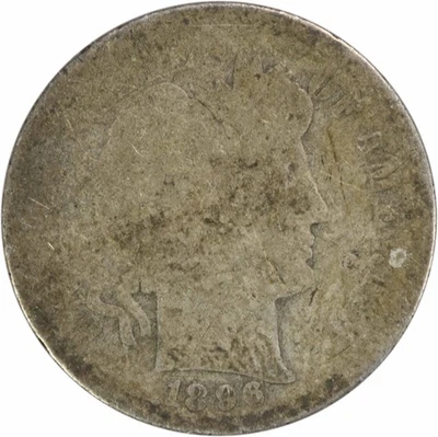 Серебряная монета номиналом 10 центов 1896-S Barber AG несертифицированная No239 - Изображение 1 из 2