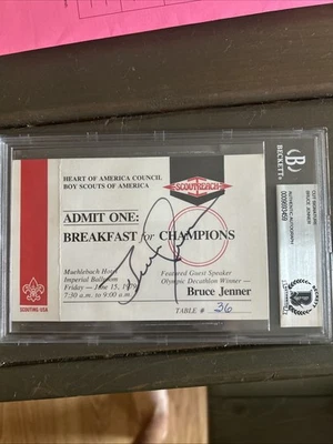 Boleto autografiado firmado por Bruce Caitlyn Jenner de los Boy Scouts Beckett autenticado Foto 1 de 2