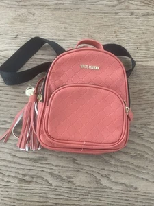 Steve Madden Coral Orange Mini Backpack With Gold Metal Work Lovely Bag - Picture 1 of 17