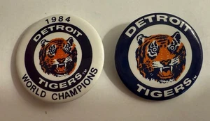 2 Pinback Button Detriot Tiger & 1984 World Series Champions Baseball 2” Pins - Picture 1 of 8