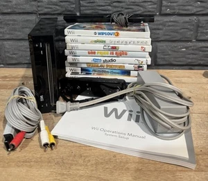 Nintendo Wii Black Console W/Motion Plus & 10 Games Tested & Working RVL-101 - Picture 1 of 12