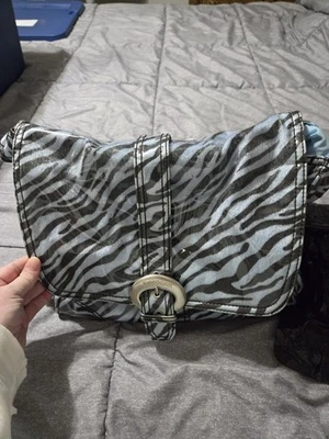 Kalencom Diaper Bag Laminated Buckle Bag Blue Baby Zebra Print - Image 1 of 4