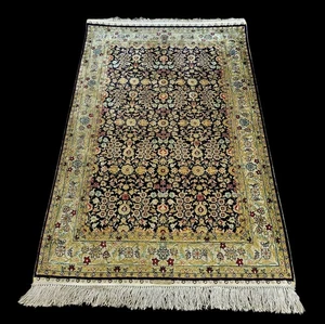 Alfombra de oración vintage anudada a mano seda sobre seda Samarcanda arte de seda de lujo Uzbekistán - Imagen 1 de 15