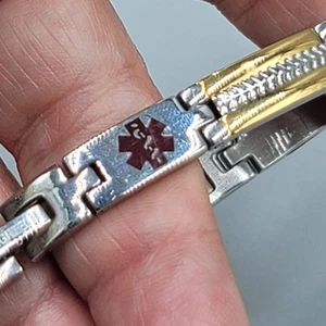 Walgreens Medical Alert ID Bracelet Mens Stainless Steel Health Emergency 7" - Picture 1 of 8