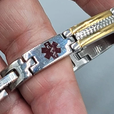 Walgreens Medical Alert ID Bracelet Mens  Stainless Steel Health Emergency 7" - Image 1 of 4