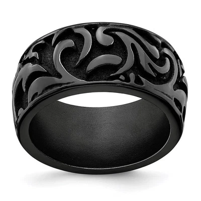 Anillo de banda de titanio negro fundido de 11 mm talla 13 para hombre 9,22 gm Foto 1 de 4