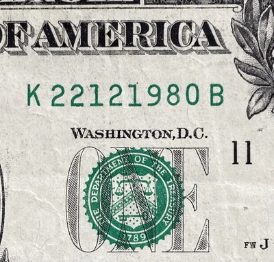 December 22, 1980 Birthday Note Fancy Serial Number $1 Dollar Bill - Image 1 of 4