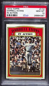 1972 Topps In Action #172 Darrell Evans - Set Break! PSA 10 - Foto 1 di 2