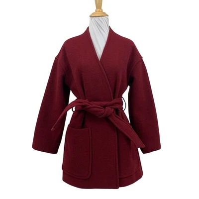 Abrigo Madewell Mujer XS Extra Pequeño Borgoña Faja Cinturón Envoltura Chaqueta Longitud Media Foto 1 de 4