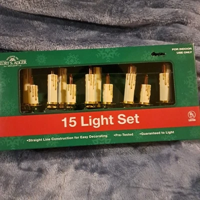 Kurt Adler 15 Light Candle Set Clip-On White Christmas Tree Decoration NIB - Image 1 of 4
