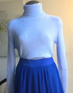 SCHRISTINA CO Turtleneck Soft Knit Sweater Pullover Fuzzy Fluffy Light Blue S/M - Picture 1 of 8