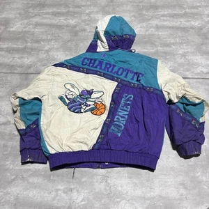 Vintage Charlotte Hornets Puffer Jacket Men's Large White Pro Player Winter NBA* - Bild 1 von 19