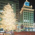 Postcard Or Portland Christmas Pioneer Courthouse Square Happy Holidays Night