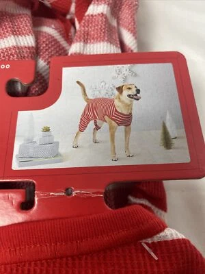 Wondershop 狗尺寸 L 红色/白色条纹保暖宠物睡衣适合高达 80 磅 — 第 1/4 张图片