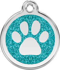 Red Dingo "Paw" Glitter Engraved Dog & Cat ID Tag - Free Engraving - 7 Colours