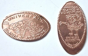 2-Copper Elongated Cents Universal's Islands of Adventure Hulk & Sponge Bob-CRC - Picture 1 of 4