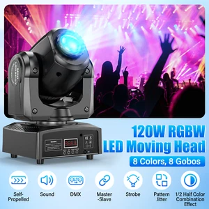 120W 8GOBO RGBW LED Moving Head Stage Light Beam DMX DJ Disco Show Spot Light - Picture 1 of 16