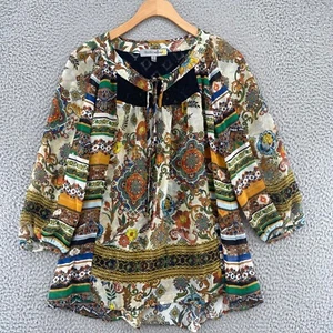 Haut femme Figueroa et fleur petit ballon ivoire multi fleurs manches 3/4 paysan - Photo 1/10